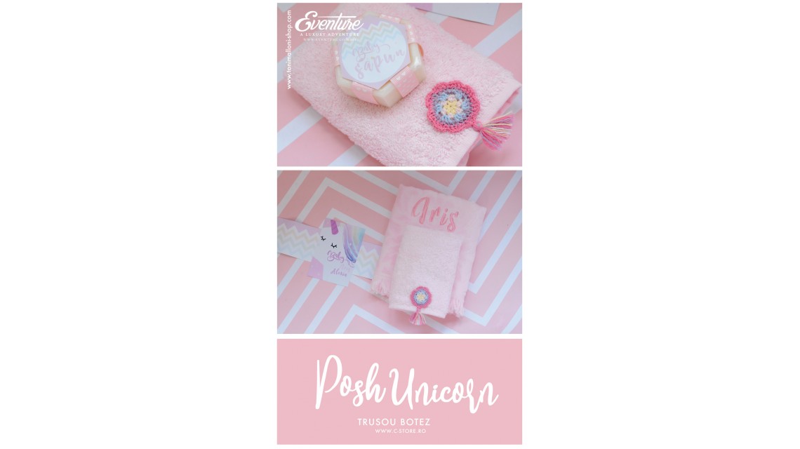 Trusou de botez pentru fetite modern cu unicorni, Posh Unicorns 10